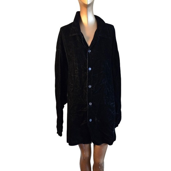 True Vtg Whimsigoth Velveteen Button Up Fairy Witchy Goth Vampy Collared Shirt - Picture 2 of 9